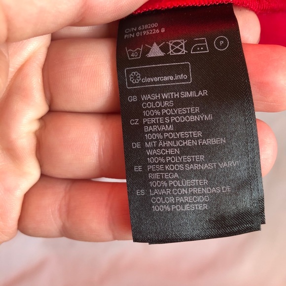 H&M Chiffon Long Sleeve V-Neck Tunic Dress Red Size 14 - Picture 7 of 9